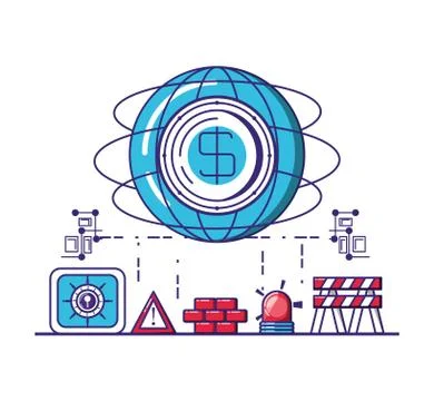 Financial technology security icons Stock Illustration