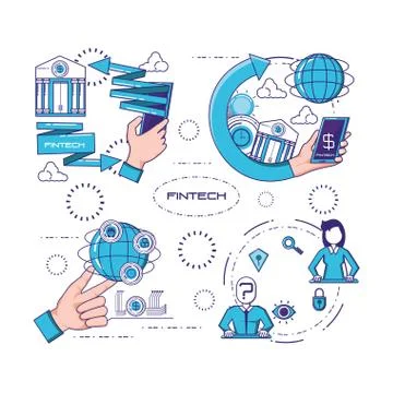 Financial technology set icons Stock Illustration