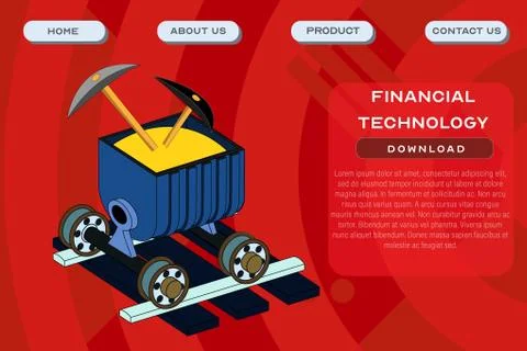 Financial technology site template. Application and software development head 스톡 일러스트
