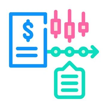 Financial time series data analysis color icon vector illustration Stock Illustration