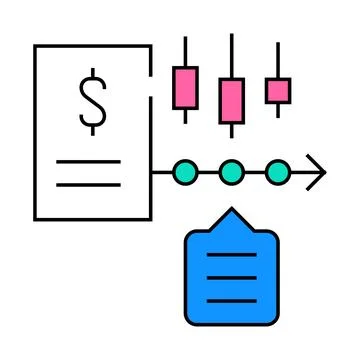 Financial time series data analysis icon color illustration Stock Illustration