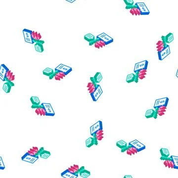 Financial time series data analysis isometric icon seamless pattern Stock Illustration