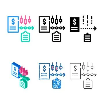 Financial time series data analysis pack color icon vector Stock Illustration