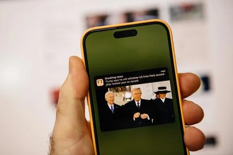 Financial Times Notification on iPhone Stock Photos
