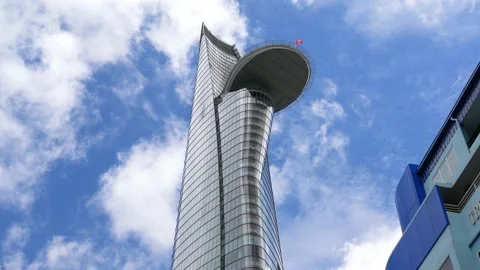 Financial tower most developed view from below corner boulevard Stock Footage 165525416