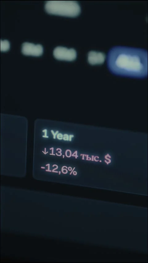Financial tracking application showing one year performance summary of an Stock Footage 327927261