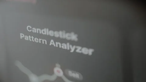 Financial trading analysis, Candlestick Pattern Analyzer chart with Sell and Buy Stockbeeldmateriaal 328860397