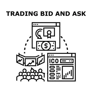 Financial trading bid and ask strategy planning Stock Illustration