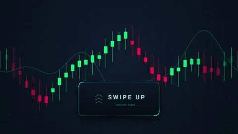 Financial Trading Data Animated Candlestick Chart with Interactive Swipe Up.. 動画素材 347302761