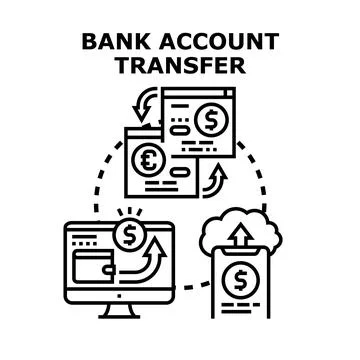 Financial transaction account transfer using online banking イラスト素材