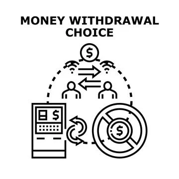 Financial transaction choice selecting digital or atm withdrawal Stock Illustration