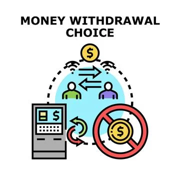 Financial transaction choice selecting digital or atm withdrawal Stock Illustration