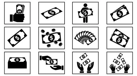 Financial transaction icon set Иллюстрация