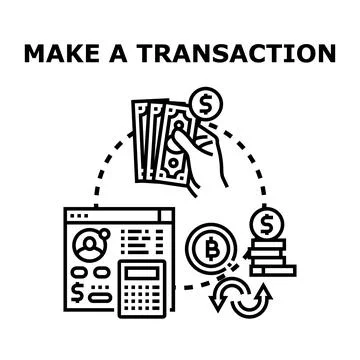 Financial transaction process with digital money exchange concepts Stock Illustration