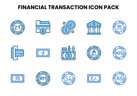 Financial Transaction Two Colour Collection Icons Pack Иллюстрация