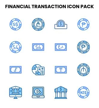 Financial Transaction Two Colour Design Icons Pack Иллюстрация