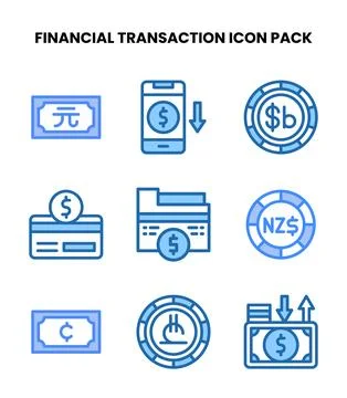 Financial Transaction Two Colour Graphics Icons Pack Stock Illustration