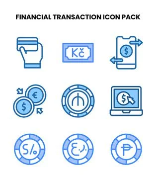 Financial Transaction Two Colour Set Icons Pack Stock Illustration