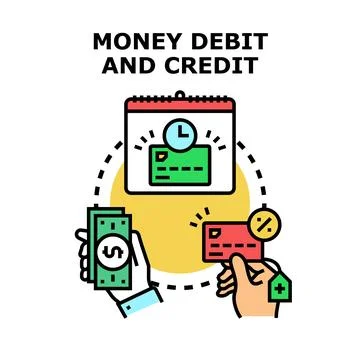Financial transactions process managing money debit and credit 库存插图