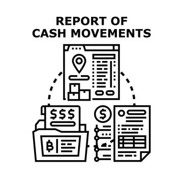 Financial transactions reporting analyzing cash flow movements Stock Illustration