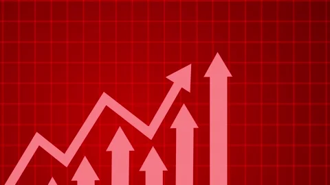 Financial Trends with Arrows on Grid Animation, Symbolizing financial trend.. Stockbeeldmateriaal 309964007