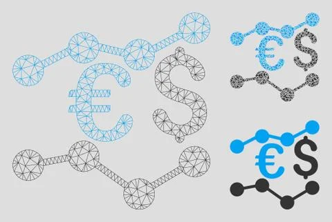 Financial Trends Vector Mesh Network Model and Triangle Mosaic Icon 스톡 일러스트