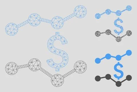 Financial Trends Vector Mesh Wire Frame Model and Triangle Mosaic Icon Stock Illustration