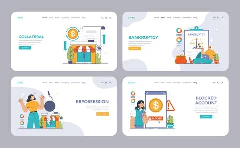 Financial Trouble set. Flat vector illustration Stock Illustration