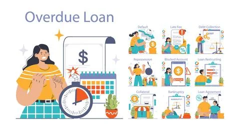 Financial Trouble set. Flat vector illustration Stock Illustration