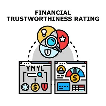 Financial trustworthiness rating concept evaluating credit score data Stock Illustration