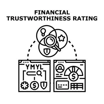 Financial trustworthiness rating concept evaluating credit score data Stockillustratie