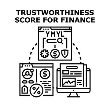 Financial trustworthiness score analyzing online data and metrics Stock Illustration