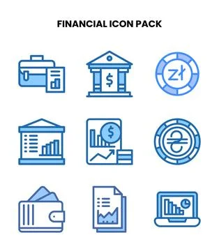 Financial Two Colour Icons Pack Stock Illustration
