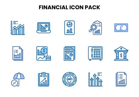 Financial Two Colour Icons Pack Stock Illustration
