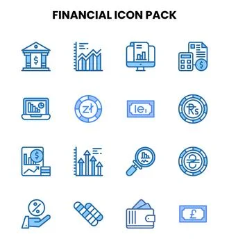 Financial Two Colour Vector Icons Pack Stock-Illustration