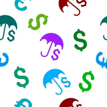 Financial Umbrella Flat Vector Seamless Pattern Stock Illustration