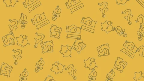 Financial Uncertainty - Question Marks and Dollar Signs on Yellow Background. Stock Footage 318532141