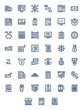 Financial Vector Icon Library with 45 Bold Line 64x64 Editable Designs Illustrazione stock
