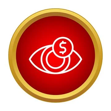 Financial vision eye button with currency symbol Stock Illustration