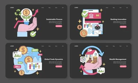 Financial Visions quartet. Flat vector illustration. Stock Illustration