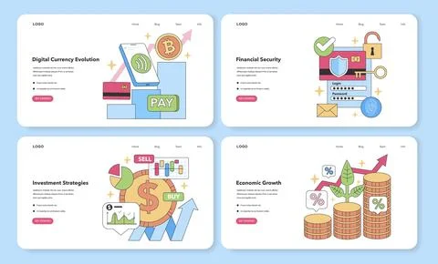 Financial Visions quartet. Flat vector illustration. Stock Illustration