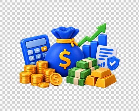 Financial wealth coin stack 3d asset Illustration