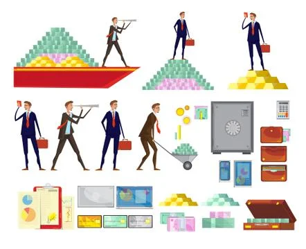 Financial Wealth Elements Set Stock Illustration