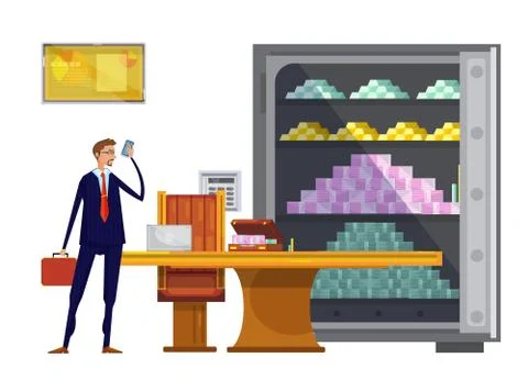 Financial Wealth Flat Composition Stock Illustration