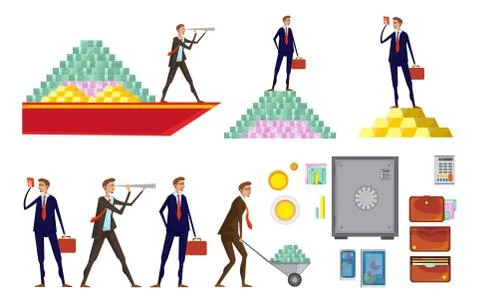 Financial Wealth Icon Set Stock Illustration