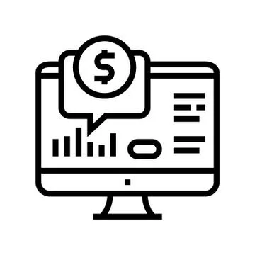Financial web site computer screen line icon vector illustration 스톡 일러스트