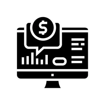 Financial web site computer screen glyph icon vector illustration 스톡 일러스트