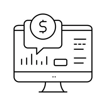 Financial web site computer screen line icon vector illustration Stock Illustration