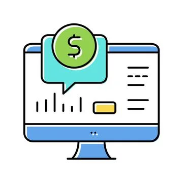 Financial web site computer screen color icon vector illustration Stock Illustration