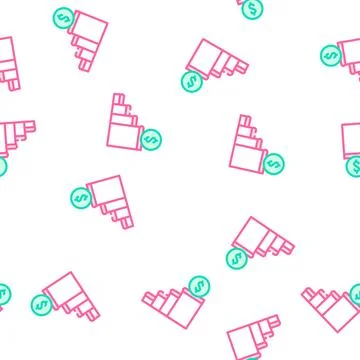 Financial welbeing vector seamless pattern line Stock Illustration